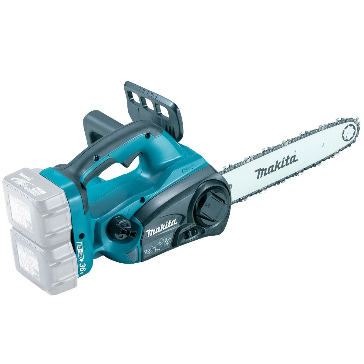 Makita DUC302SET 36V (2x 18V) Li-Ion Accu Kettingzaag Set (2x 5.0Ah Accu) + Zaagbok En Kettingzaagolie - Afbeelding 2