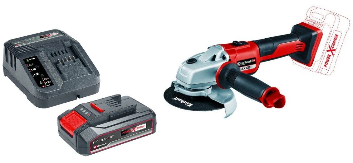 Einhell AXXIO 18V Li-Ion Accu Haakse Slijper Set - 125mm (met 2.5Ah Accu Starterset)