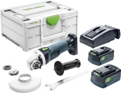 Festool AGC 18-125 5,0 EBI-Plus 18V Li-Ion Accu Haakse Slijper Set (2x 5,0) In Systainer - 577700 - 577700