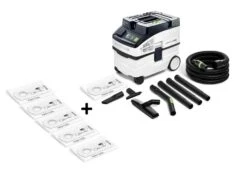 Festool CLEANTEC CT 15 E-Set Stofzuiger - Nat/Droog - 1200W + Festool 204308 Filterzakken (5st)