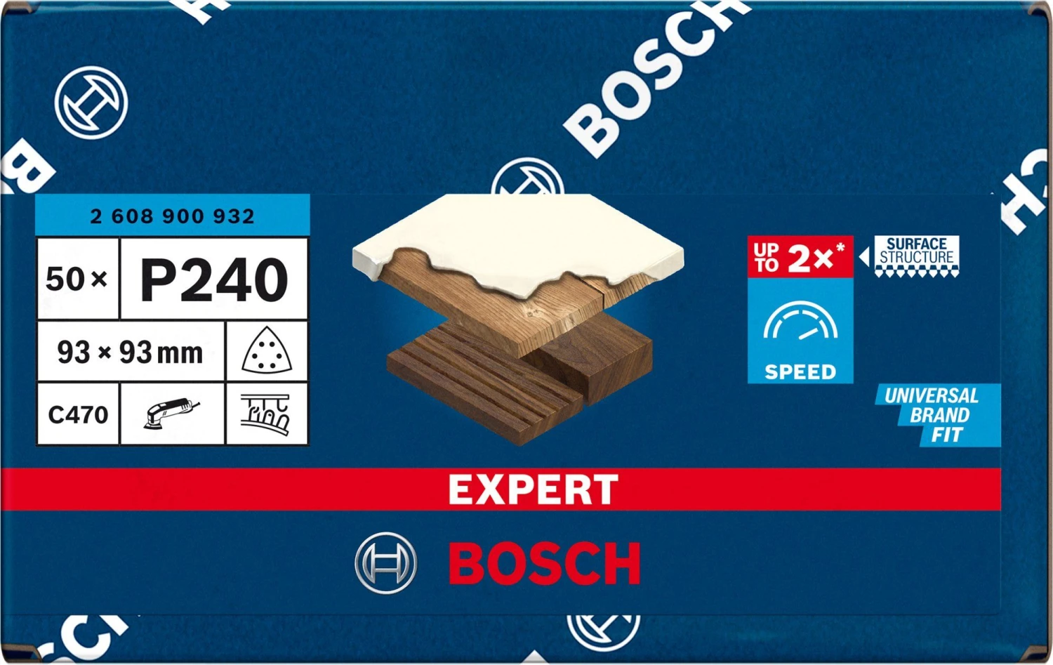 Bosch 2608900932 EXPERT Schuurvel C470 Best For Wood And Paint, 93 Mm, Korrel 240, Voor Multi-Cutter, 6 Gaten, 50x - Afbeelding 2